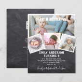 9th Birthday Photo Collage Invite Boy Girl gemengd (Voorkant / Achterkant)