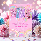 9th Birthday Rainbow Invitation Kaart