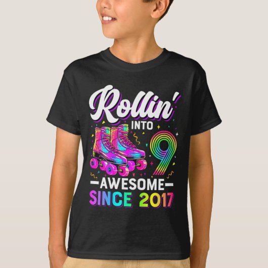 9th Birthday Shirt Girl Nine 9 Year Old Roller Ska (Voorkant)