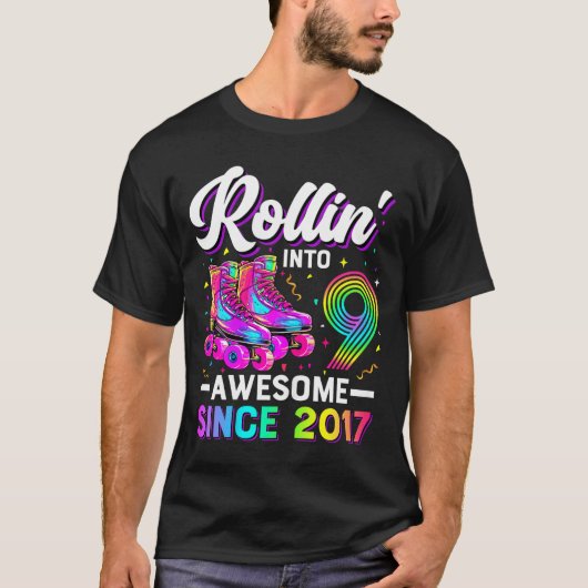 9th Birthday Shirt Girl Nine 9 Year Old Roller Ska (Voorkant)