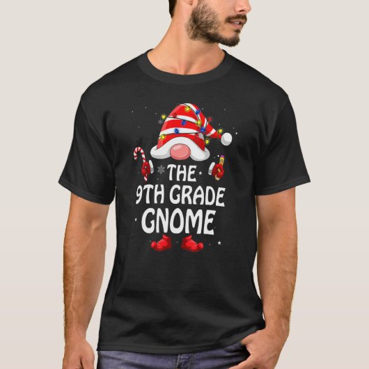 9th Grade Gnome Matching Family Group Christmas Pa T-shirt (Voorkant)