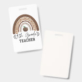9th grade teacher leopard rainbow Thanksgiving day Badge (Voor- en achterkant)