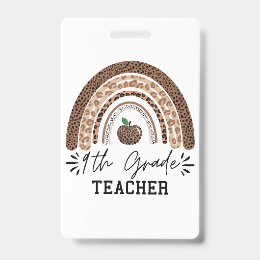9th grade teacher leopard rainbow Thanksgiving day Badge (Voorzijde)