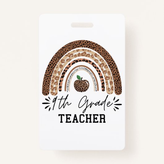 9th grade teacher leopard rainbow Thanksgiving day Badge (Voorkant)