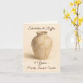 9th wedding anniversary vase kaart (Gele Bloem)