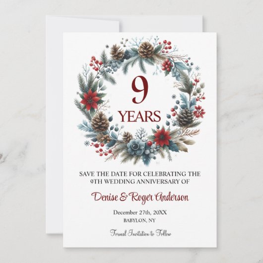 9th Wedding Jubileum Winter Save The Date (Voorkant)