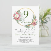 9th Willow Wedding Jubileum Rozen Gold Lijst Kaart (Staand voorkant)