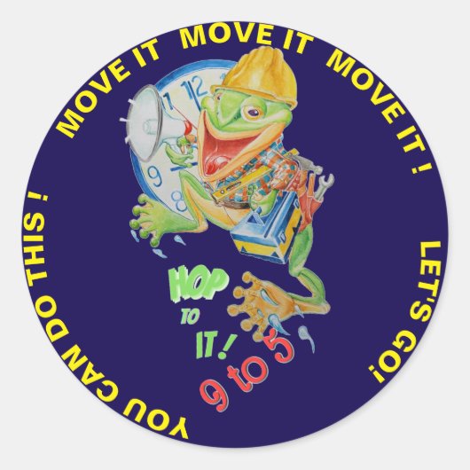 9to5 Motivatie Kikker Sticker (Voorkant)