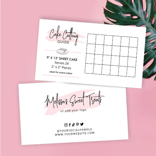 9x13"Bladtaart Snijgids 2x2 Partij Porties Informatiekaartje
