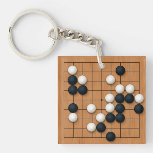 9x9 Go Board met Stones Custom Sleutelhanger (Voorkant)