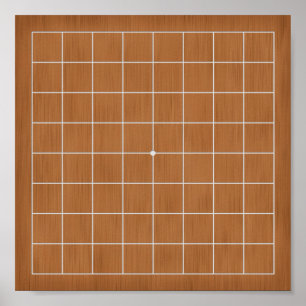 9x9 Goban met White Lines Gameboard of Decoupage Poster