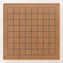 9x9 Miniatuur Goban Bruin Hout Textuur Glazen Onderzetter