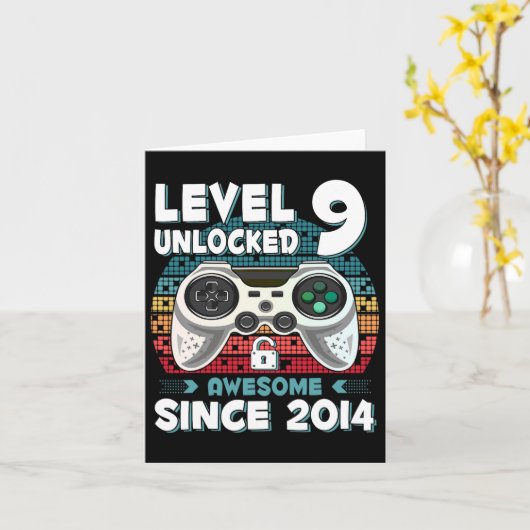 9yr bday zoon jongen grappige gamer 9e 9 jaar oud  kaart (Gele Bloem)