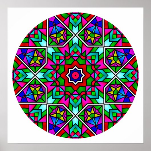 A05 Glas in lood Mandala.2 Poster (Voorkant)