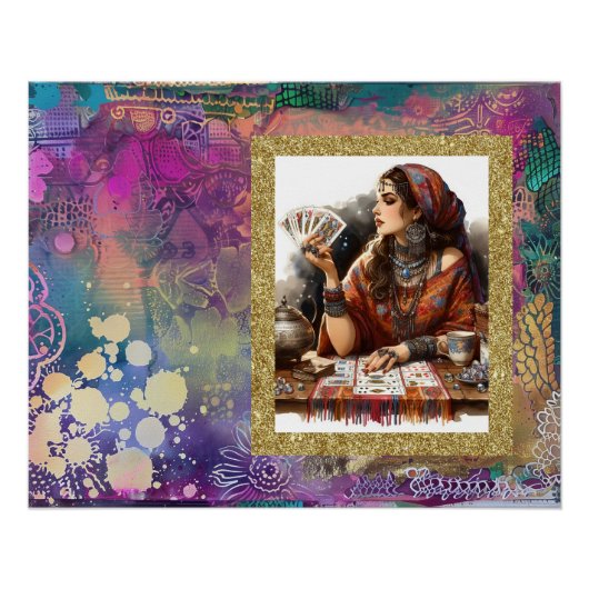 *~* A100. Boho Gypsy Woman Psychische Kaart Reader Perfect Poster (Voorkant)