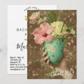 *~* A101 FOTO 10 Versierde Cocktail JONGGEZELLENAV Kaart (Voorkant / Achterkant)