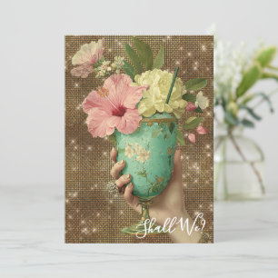 *~* A101 FOTO 10 Versierde Cocktail JONGGEZELLENFE Kaart