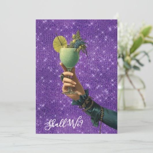 *~* A101 FOTO 2  Versierde Cocktail   DE MEISJES O Kaart (Staand voorkant)