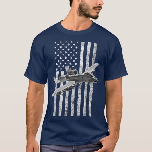 A10 Thunderbolt II American Flag A10 Warthog T-shirt (Voorkant)
