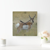 A1 Pronghorn Antelope Big Buck Vierkante Klok (Huis)