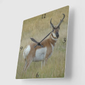 A1 Pronghorn Antelope Big Buck Vierkante Klok (Hoek)