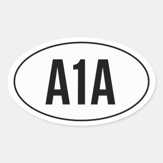 A1A op Oval Highway Number Ovale Sticker (Voorkant)