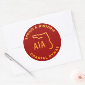 A1A Schilderachtig en historische kustweg Ronde Sticker (Envelop)