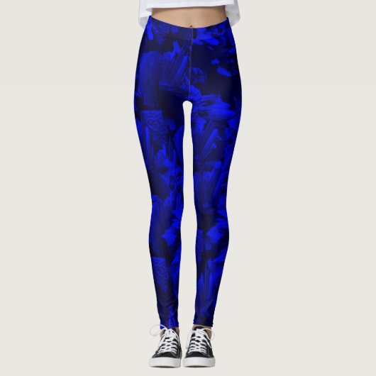 A202 Rich Blue en Black Abstract Design Leggings (Voorkant)