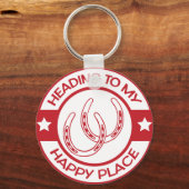 A258 plaats hoefijzers rood sleutelhanger (Voorkant)