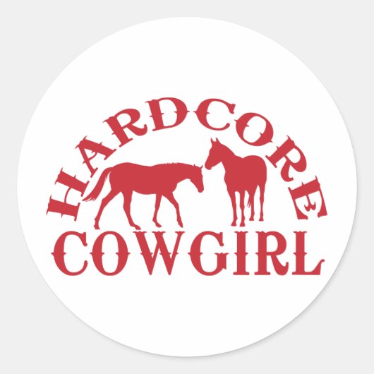 A262 hardcore cowgirl rood ronde sticker (Voorkant)