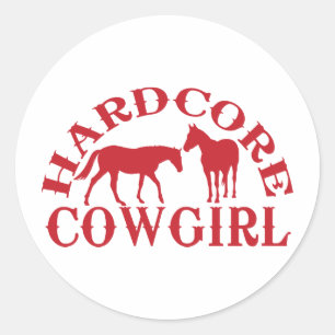 A262 hardcore cowgirl rood ronde sticker