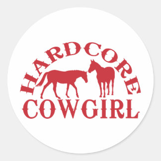 A262 hardcore cowgirl rood ronde sticker