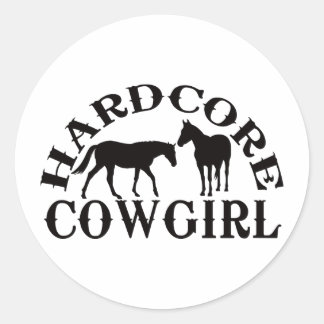 A262 hardcore cowgirl zwart ronde sticker