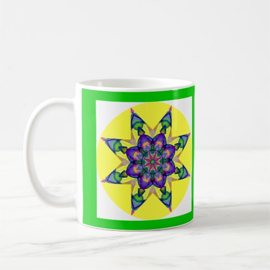 A28 Waterverf Kaleidoscopic Mandala Design 4 Koffiemok (Links)