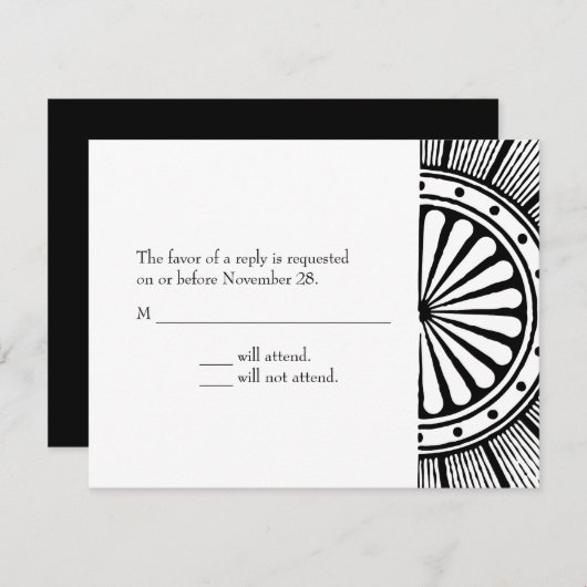 A2 Art Deco-reactiekaart RSVP Kaartje (Voorkant / Achterkant)