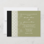 A2 Camo Green One Side Damask Wedding Invitations Kaart (Voorkant)