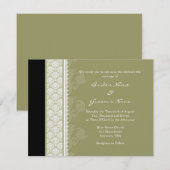 A2 Camo Green One Side Damask Wedding Invitations Kaart (Voorkant / Achterkant)