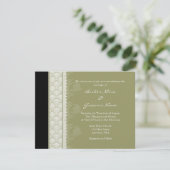 A2 Camo Green One Side Damask Wedding Invitations Kaart (Staand voorkant)