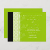 A2 Lime Green One-Side Damask Wedding Invitations Kaart (Voorkant / Achterkant)
