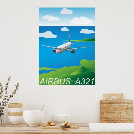 A321 Vector-Poster voor vliegtuigen Poster (Keuken)