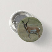 A33 Gaffelbok Hert Kromme Hoorns Ronde Button 3,2 Cm (Voorkant /achterkant)