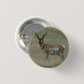 A33 Pronghorn Antelope Buck Crooked Horns Ronde Button 3,2 Cm (Voorkant /achterkant)