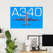 A340 LUCHTVAARTMAATSCHAPPIJ POSTER (Thuiskantoor)