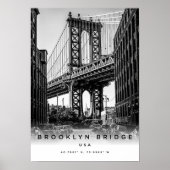 A3 Brooklyn Bridge USA Coordinates Poster (Voorkant)