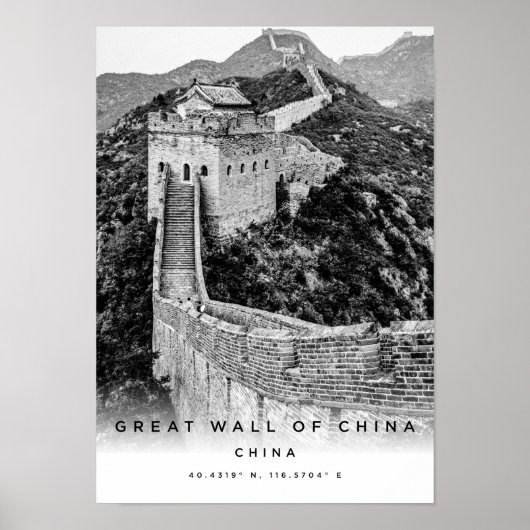 A3 Chinese coördinaten voor de Grote Muur Poster (Voorkant)