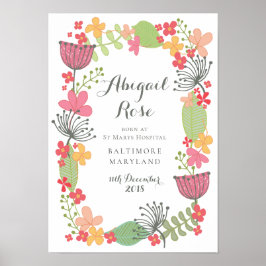 A3 Geboorteaankondiging Nieuwgeboren Meisje Herinn Poster