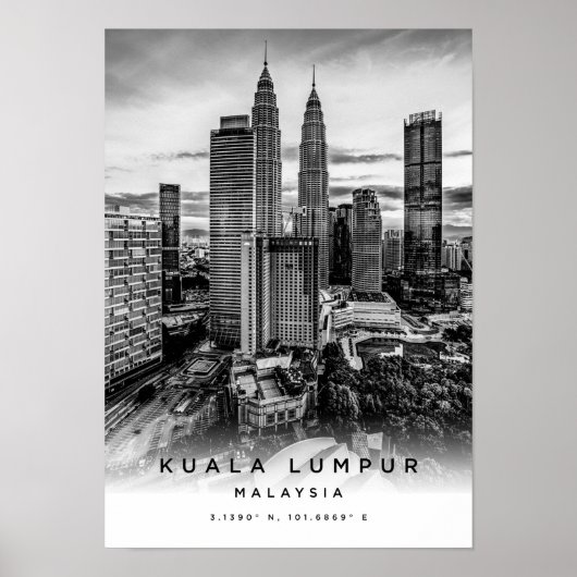 A3 Kuala Lumpur Maleisië coördineert Poster (Voorkant)
