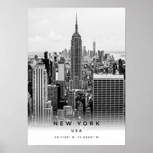 A3 New York USA Coordinates Poster (Voorkant)