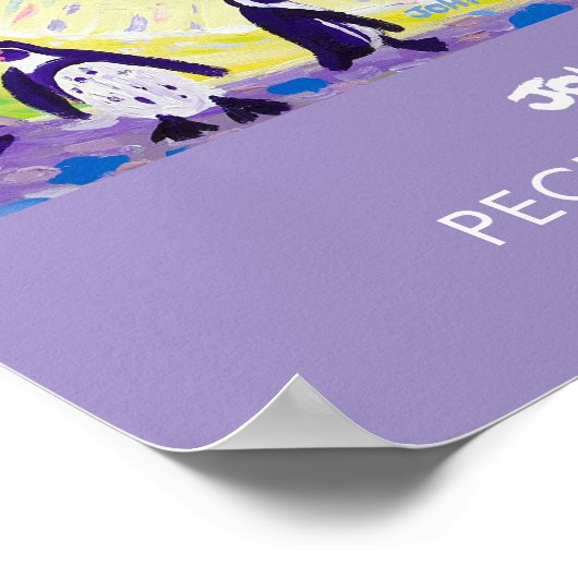 A3 poster van John Dyer. Peckish Penguins (Hoek)