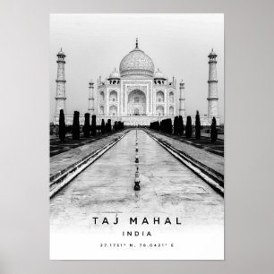 A3 Taj Mahal India Coördinaten Poster